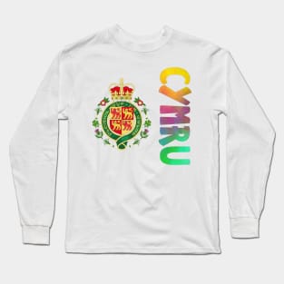 Wales (Cymru in Welsh) Coat of Arms Design Long Sleeve T-Shirt